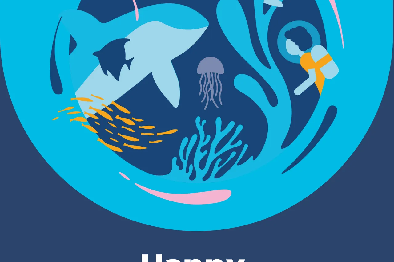 Happy World Ocean Day poster English