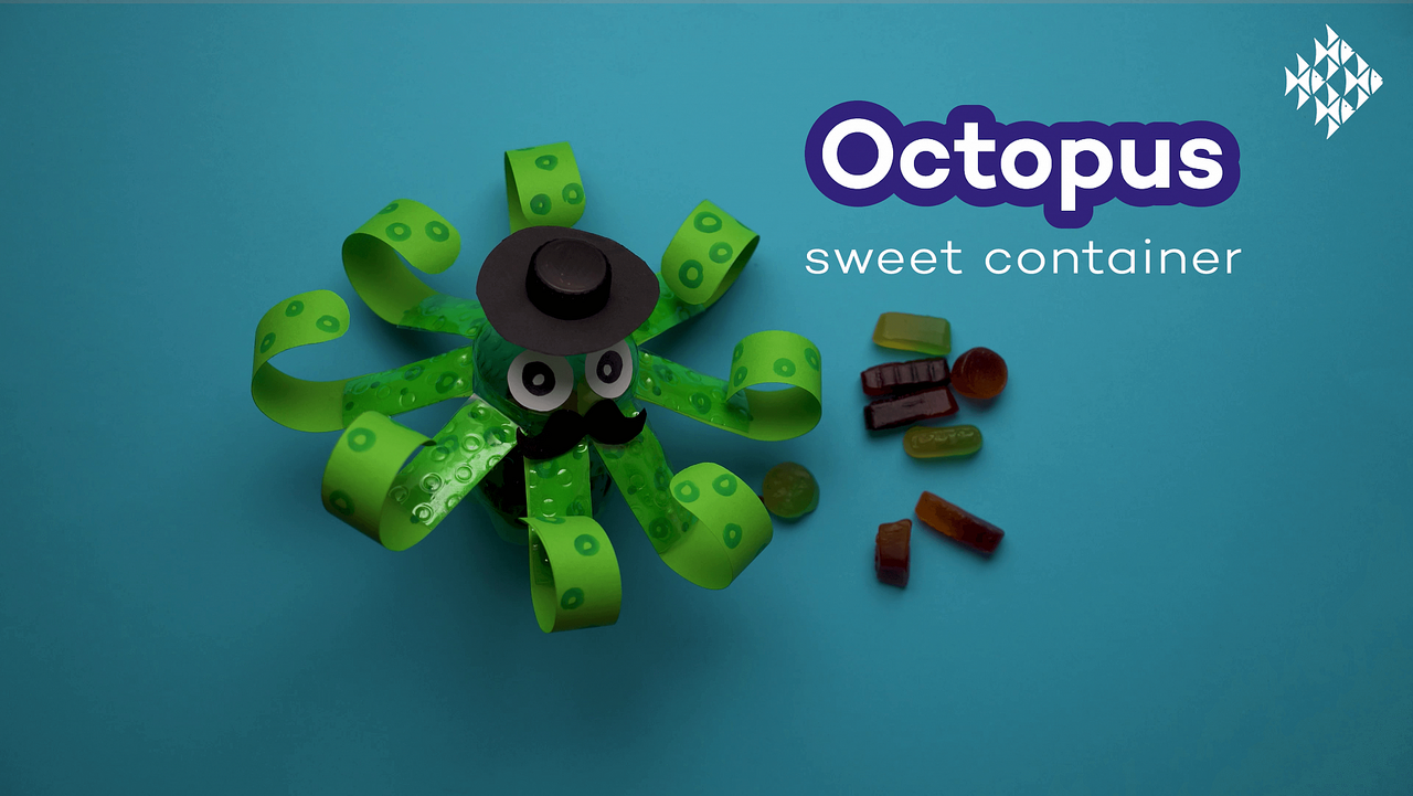 Make an octopus snack container from recyclable material - craft for the whole family