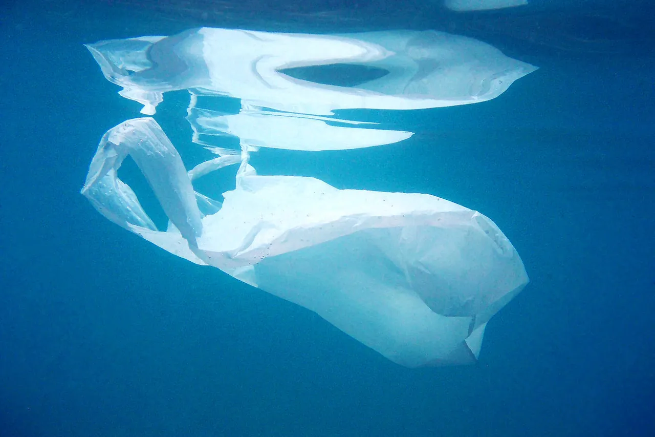 Plastic bag floating into the sea polluted 4 ZU2 LJG corrected