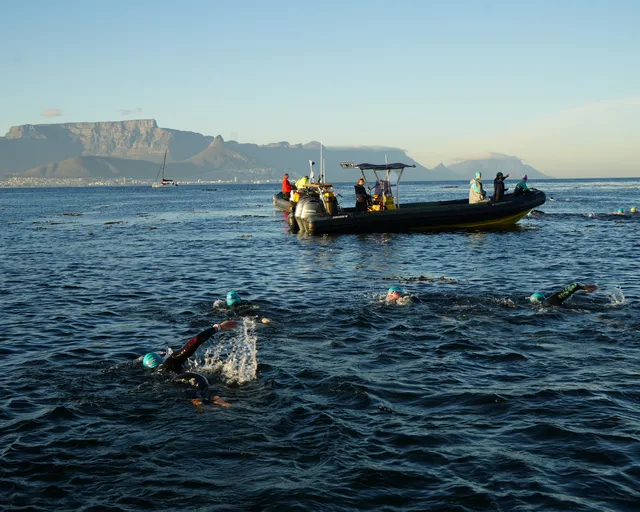 Swimmers complete 11km ocean crossing to help endangered turtles – and their journey isn’t over