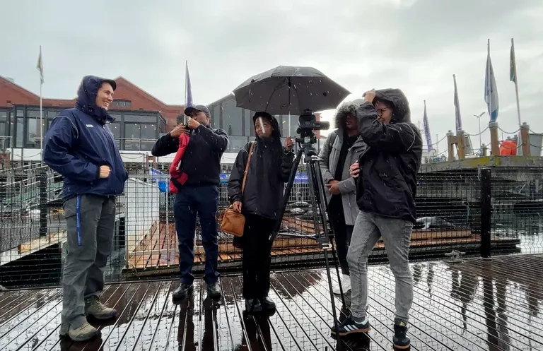BTS Waterfront Filming in the rain 2 credit Claire Taylor