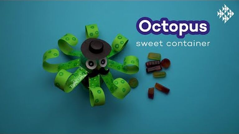 Make an octopus snack container from recyclable material - craft for the whole family